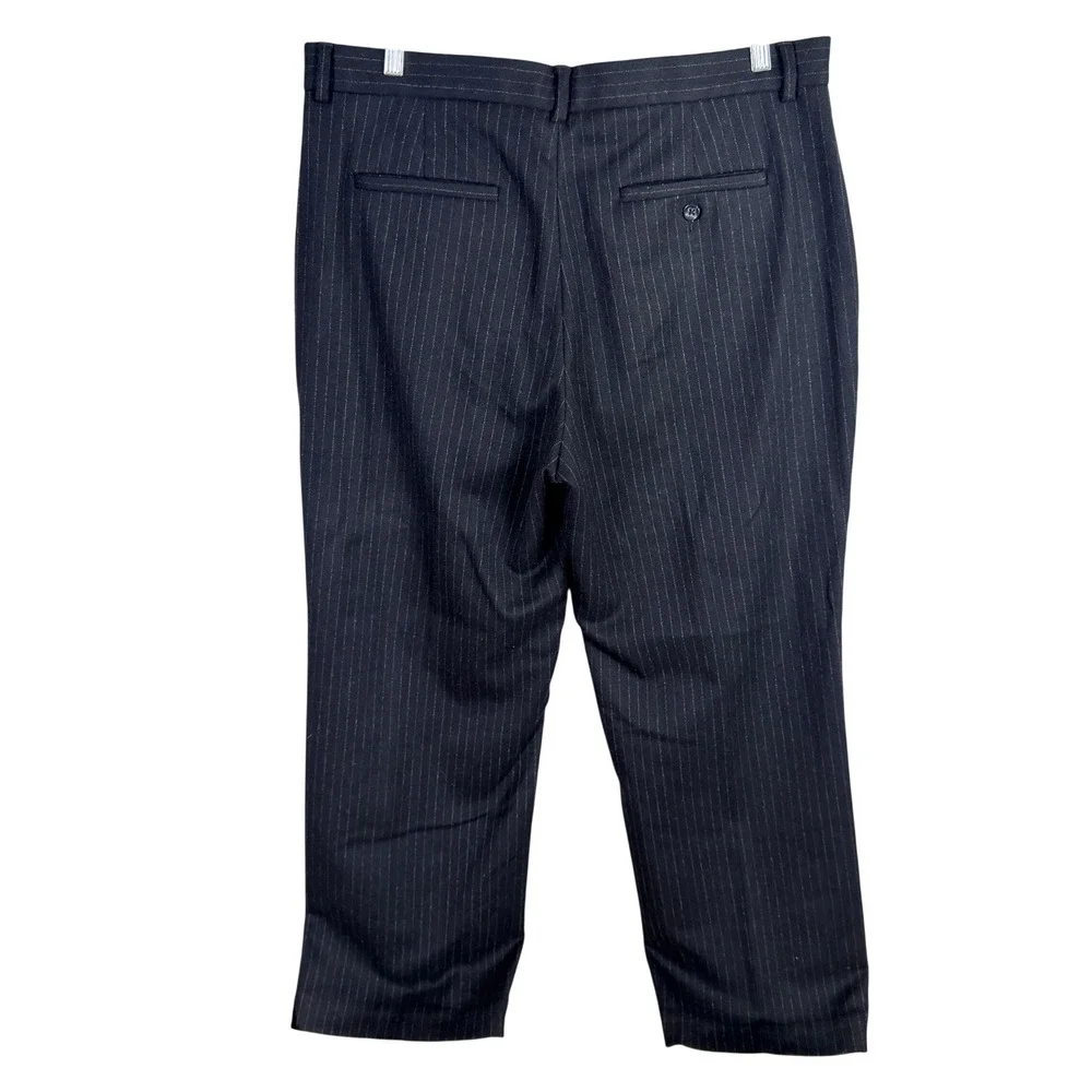 Vintage Banana Republic Wool Pinstripe‎ Pants Mens Actual 36x30 Black Flat Front